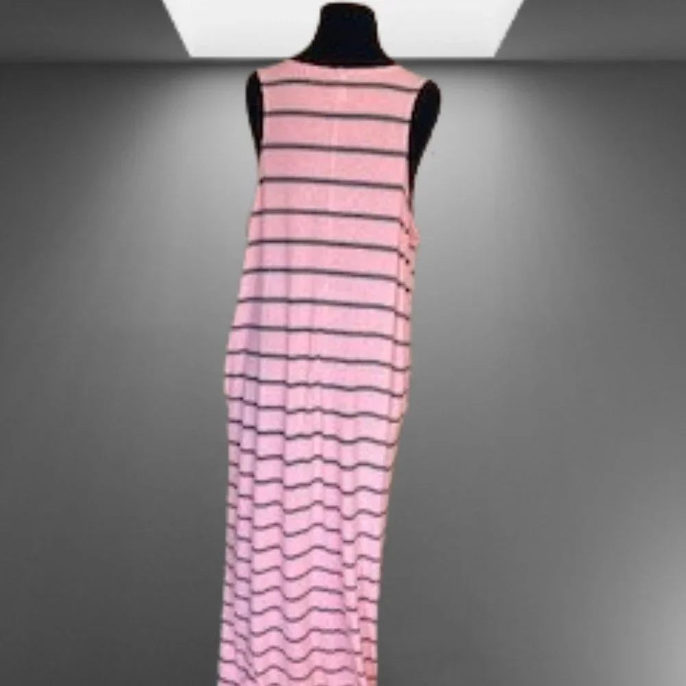 Coral Striped Maxi Dress 5126 NWT Boutique - Picture 2 of 7